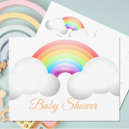 Babydusche Regenbogenwolken farbenfroh Postkarte
