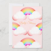 Babydusche Regenbogenwolken farbenfroh rosa Einladung (Rückseite)