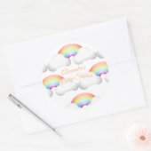 Babydusche Regenbogenwolken farbenfroh Runder Aufkleber (Umschlag)