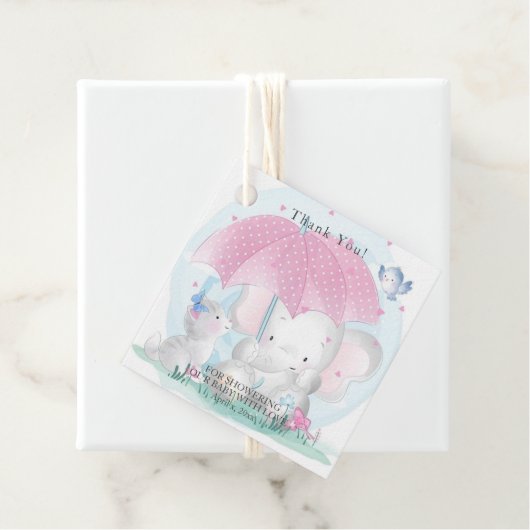 Babydusche Regenschirm Elephant Kitten Butterflieg Geschenkanhänger (Beispiel)