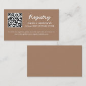 Babydusche Registrierung QR Code Gentle Brown Begleitkarte (Vorne/Hinten)