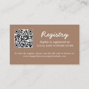 Babydusche Registrierung QR Code Gentle Brown Begleitkarte