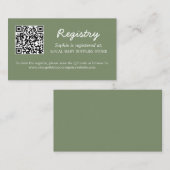 Babydusche Registrierung QR Code Sage Green Begleitkarte (Vorne/Hinten)