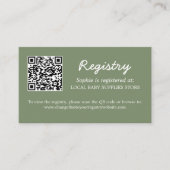 Babydusche Registrierung QR Code Sage Green Begleitkarte (Vorderseite)