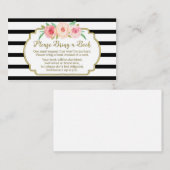 Babydusche Reservierungskarte Rosa Blütenschwarz Begleitkarte (Vorne/Hinten)