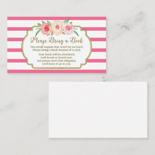 Babydusche Reservierungskarte Rosa Streifen Begleitkarte (Vorne/Hinten)