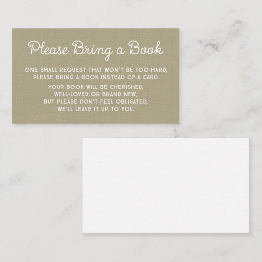 Babydusche Reservierungskarte Rustikale Burlap Begleitkarte (Vorne/Hinten)