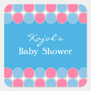 Babydusche Retro Blue & Pink Aufkleber