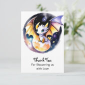 Babydusche: Roaring Dragon Theme Dankeskarte (Stehend Vorderseite)