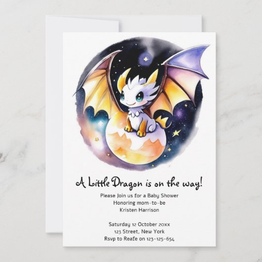 Babydusche: Roaring Dragon Theme Einladung (Vorderseite)