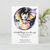 Babydusche: Roaring Dragon Theme Einladung (Stehend Vorderseite)