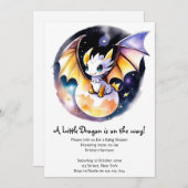 Babydusche: Roaring Dragon Theme Einladung (Vorne/Hinten)