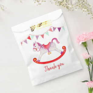 Babydusche Rock-Pferd Aquarellkunst Geschenktütchen