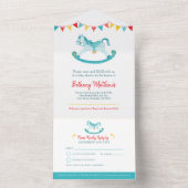 Babydusche Rocking-Hobby Pferd Aquarell All In One Einladung (Innen Boden)