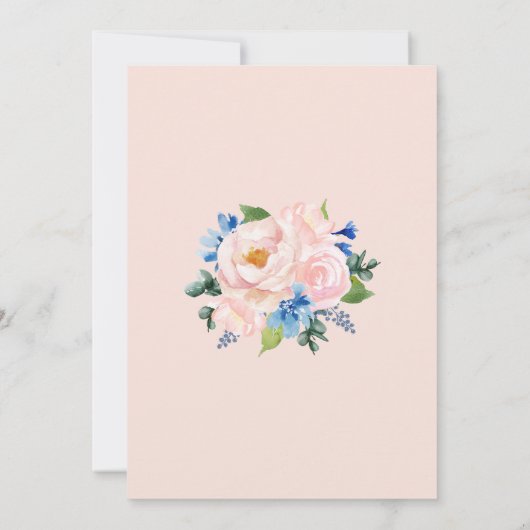 Babydusche Rosa Blau Blütenblume Einladung (Rückseite)