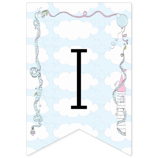 Babydusche Rosa/Blau/Burg, Frack-Banner Wimpelkette (Erste Fahne)