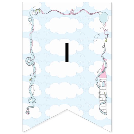 Babydusche Rosa/Blau/Burg, Frack-Banner Wimpelkette (Dritte Fahne)