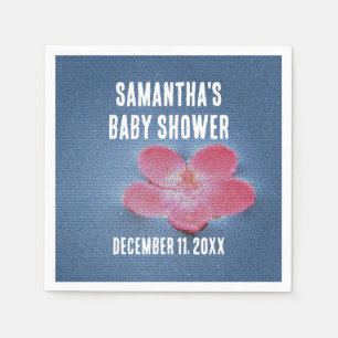 Babydusche Rosa Blume Blau Wasser Blüte Serviette