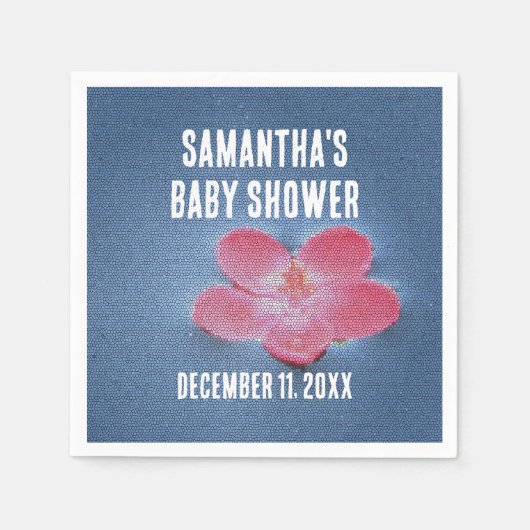 Babydusche Rosa Blume Blau Wasser Blüte Serviette (Vorderseite)