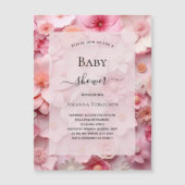 Babydusche Rosa Blume Luxus Magneteinladung (Vorderseite)