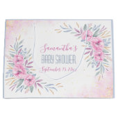 Babydusche Rosa Blume Wasserfarbe Elegante Einrich Große Geschenktüte (Vorderseite)