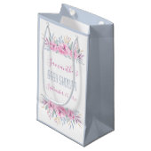 Babydusche Rosa Blume Wasserfarbe Elegante Einrich Kleine Geschenktüte (Vorderseite Schrägansicht)