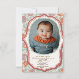 Babydusche rosa Blumenelemente niedliches Babypic Einladung