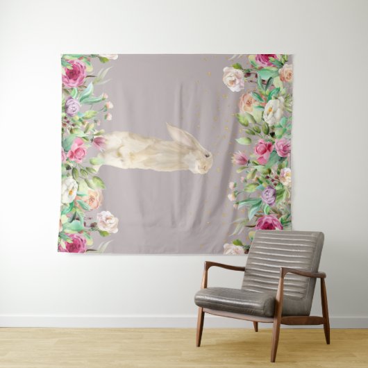 Babydusche Rosa Blumengebälk Osterfrühling Wandteppich (Beispiel (Horizontal))