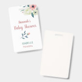 Babydusche Rosa Blumenherberge oder Gästenname Ausweis (Front & Back)