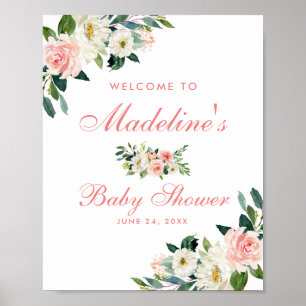 Babydusche Rosa Blush Begrüßung Poster