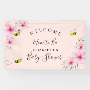 Babydusche Rosa Blüten Rose goldene Mama zu sein Banner