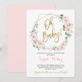 Babydusche Rosa Blütendusche Einladung