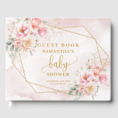 Babydusche Rosa Blütengold Gästebuch (Vorderseite)