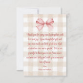 Babydusche Rosa Bow Themed Custom Dankeskarte (Rückseite)