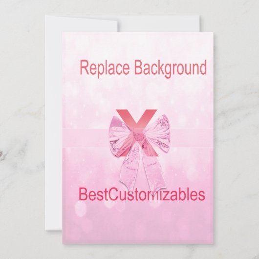 Babydusche rosa Bow-Vorlage Einladung (Rückseite)