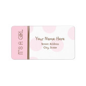 Babydusche - Rosa & Braun - Es ist ein Mädchen Adressaufkleber (Vorne)