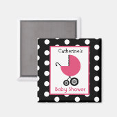 Babydusche - Rosa Carriage and Polka Dot Magnet (Vorderseite/Rückseite)