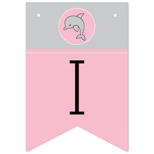 Babydusche Rosa/Dolphin, Frack-Banner Wimpelkette (Erste Fahne)