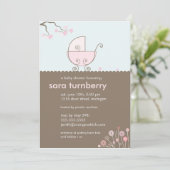 Babydusche - Rosa Einladung (Stehend Vorderseite)