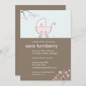 Babydusche - Rosa Einladung (Vorne/Hinten)