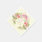 Babydusche Rosa Gelbe Wappen Regency Bow Serviette (Ecke)