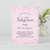 Babydusche Rosa Glitzer Einladung (Stehend Vorderseite)
