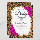 Babydusche - Rosa Gold Leopard Print Einladung (Vorne/Hinten)