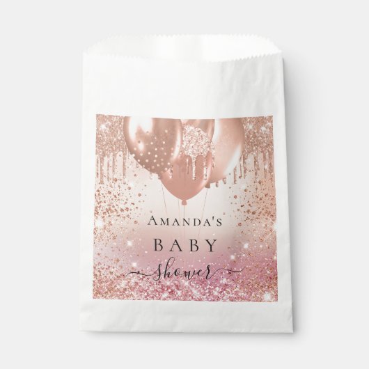 Babydusche Rosa Goldballons Geschenktütchen (Vorderseite)