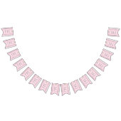 Babydusche Rosa "goldene Vögel", Frack-Banner Wimpelkette (Alle)