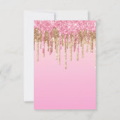 Babydusche Rosa Goldtropfen Glitzer Einladung (Rückseite)