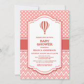 Babydusche Rosa Heißluftballon Einladung (Vorderseite)