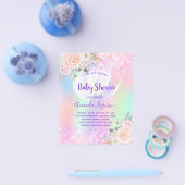 Babydusche rosa lila Blumenballons Budget Flyer (Einzeln)
