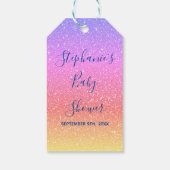 Babydusche Rosa Lila Glitzer Custom Niedlich 2021 Geschenkanhänger (Rückseite)
