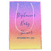 Babydusche Rosa Lila Glitzer Custom Niedlich 2021 Mittlere Geschenktüte (Vorderseite)